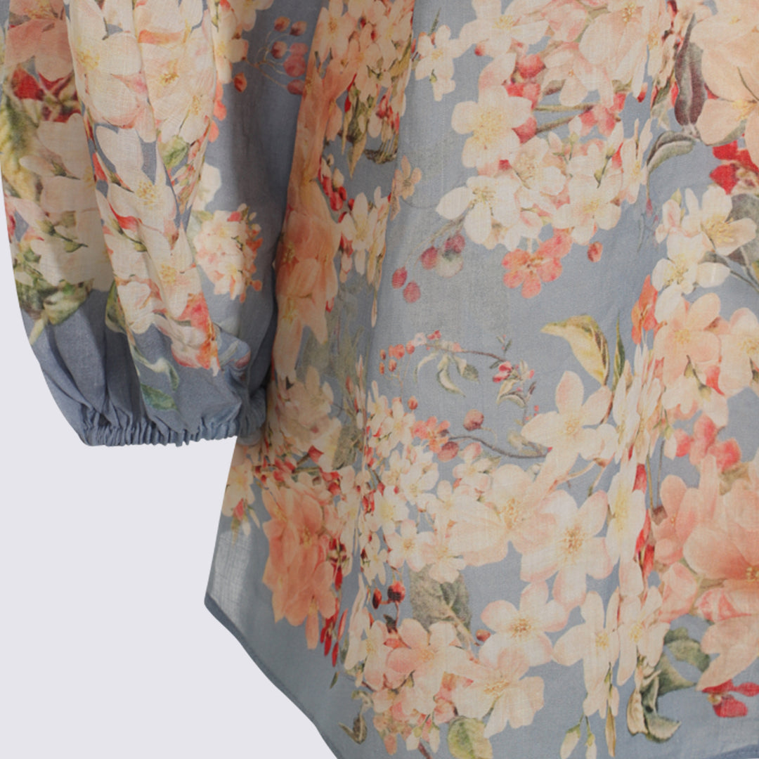 Zimmermann Top - TEAL BLUE BOTANICAL FLORAL | 1c7fcd4f3374c005cbec5facfe78ce295742678d