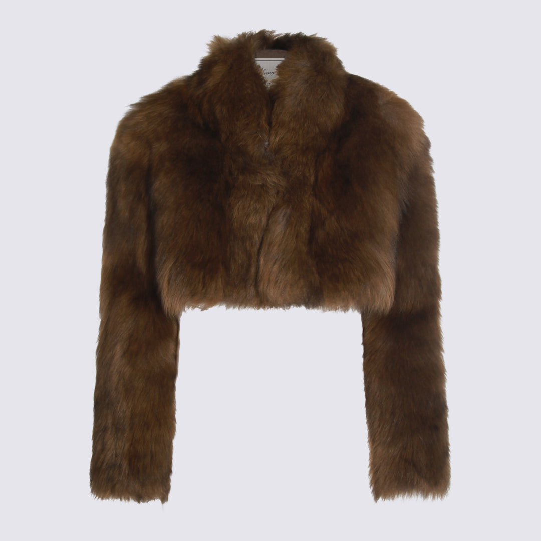 Blumarine Coats - CARAMEL/BLACK | 111e17e17f1b38d8088ddce8d52ccfd945f522eb