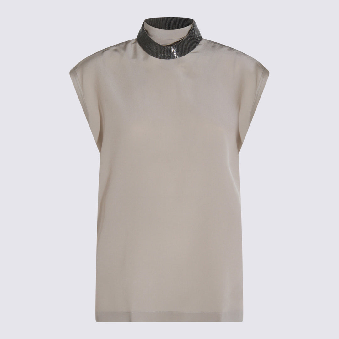 Brunello Cucinelli Top - SILVER BEIGE | 9e3008e18779e5337c88a99a8b80e90ceaa4dbea