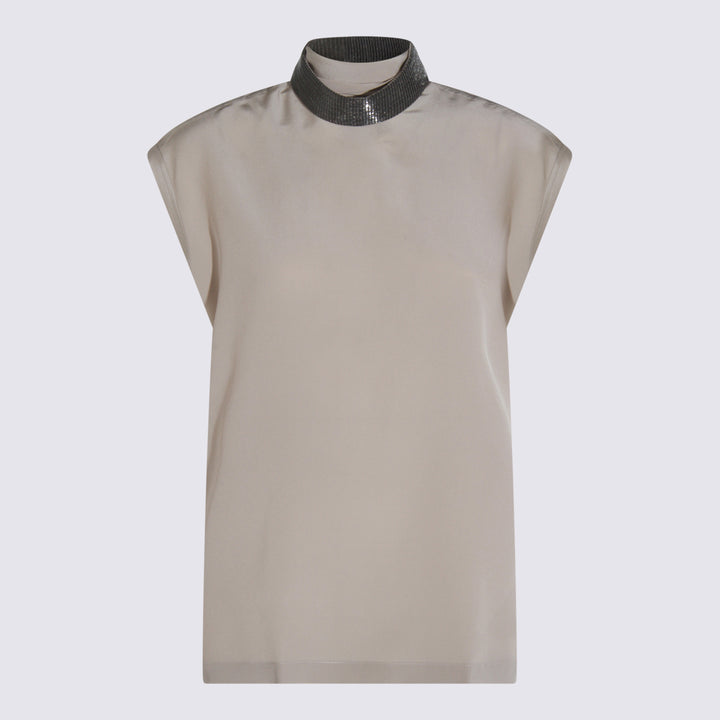 Brunello Cucinelli Top - SILVER BEIGE | 9e3008e18779e5337c88a99a8b80e90ceaa4dbea