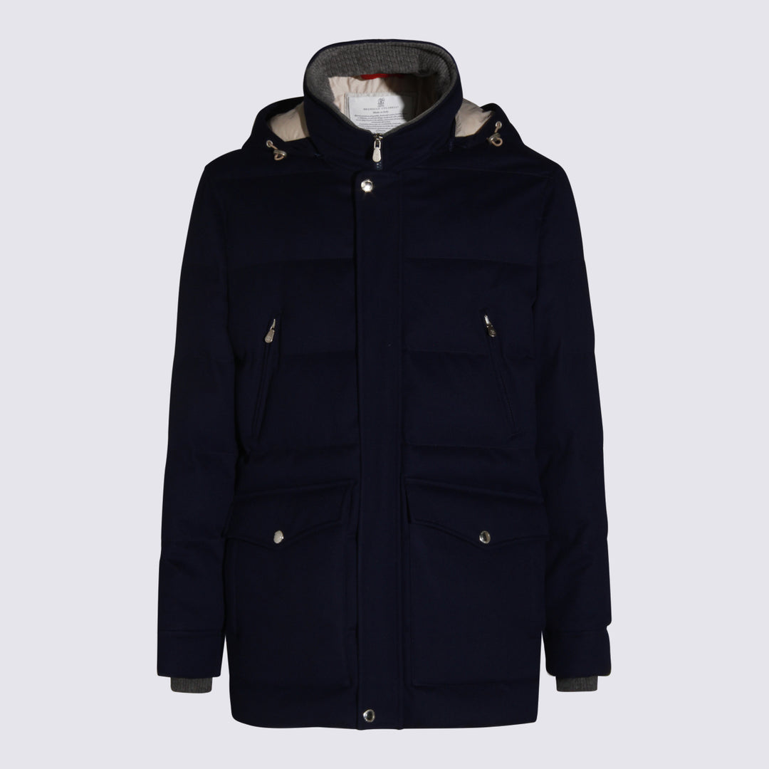 Brunello Cucinelli Coats - Blue and green | 558377846f287635189f7e25c499e29c5f152b4a