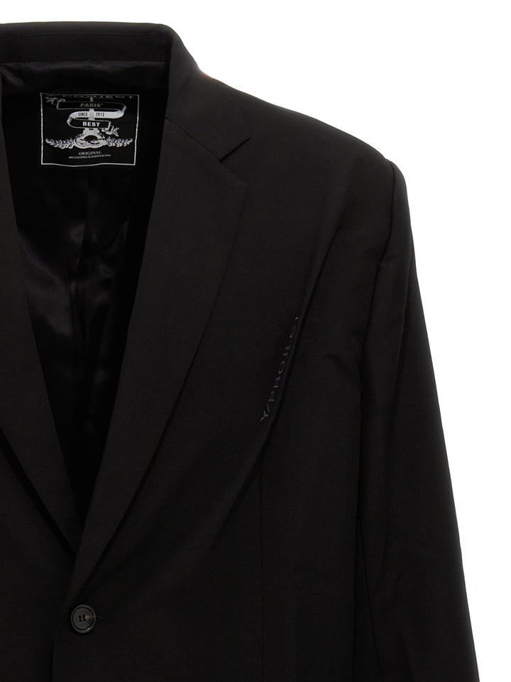 Y/Project Pinched Logo Blazer - Nero | 043342bd76e1be421ab37317b25238f8823b5f86