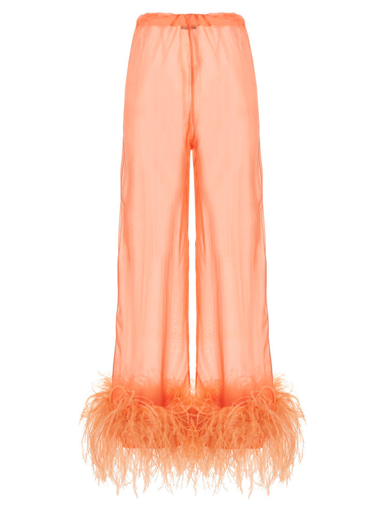 Feather Silk Pantaloni Rosa