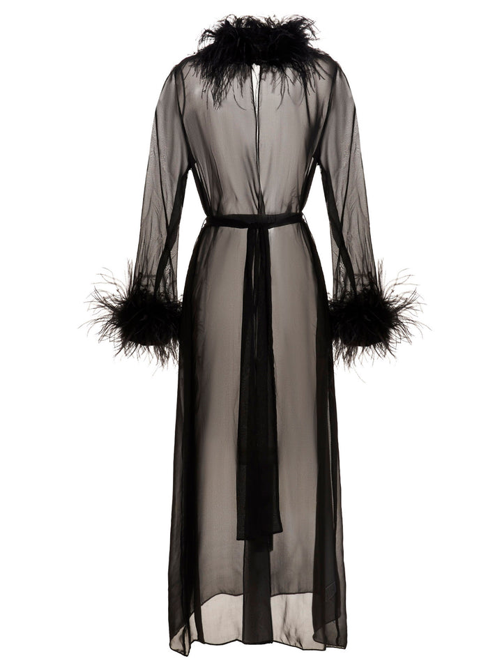 OséRee Feather Silk Dressing Gown INTIMO - Nero | 4565b7f386e9e70f76a2f822cc13b04a2da891a4