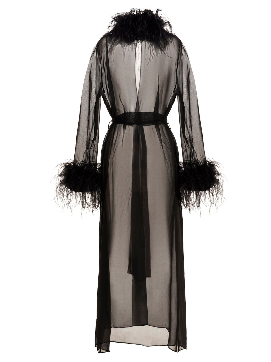 OséRee Feather Silk Dressing Gown INTIMO - Nero | f65eb13010d8b3245ddfc21aae41797149b29c1c