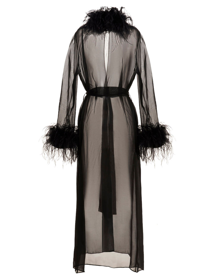OséRee Feather Silk Dressing Gown INTIMO - Nero | f65eb13010d8b3245ddfc21aae41797149b29c1c