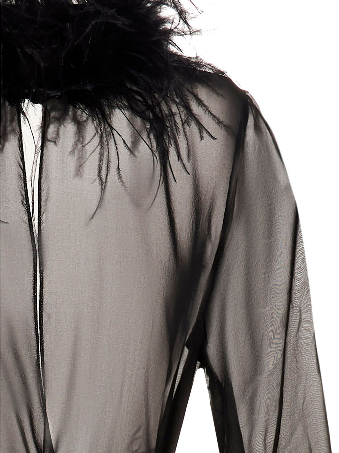 OséRee Feather Silk Dressing Gown INTIMO - Nero | 8818d43ca1bc32405d8c4f859faab2337e4e2d7a