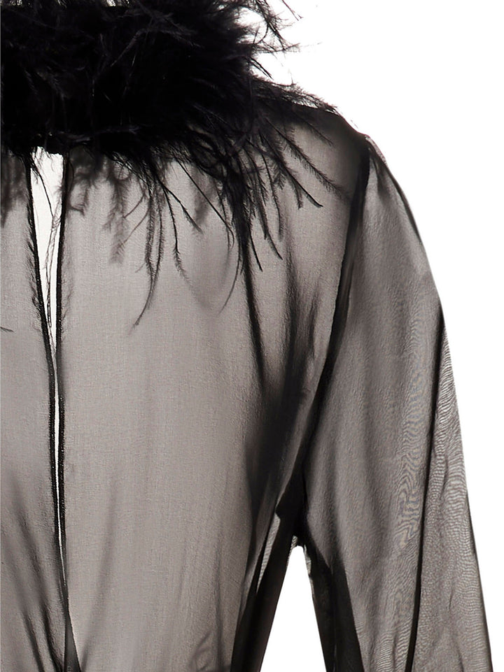OséRee Feather Silk Dressing Gown INTIMO - Nero | 8818d43ca1bc32405d8c4f859faab2337e4e2d7a