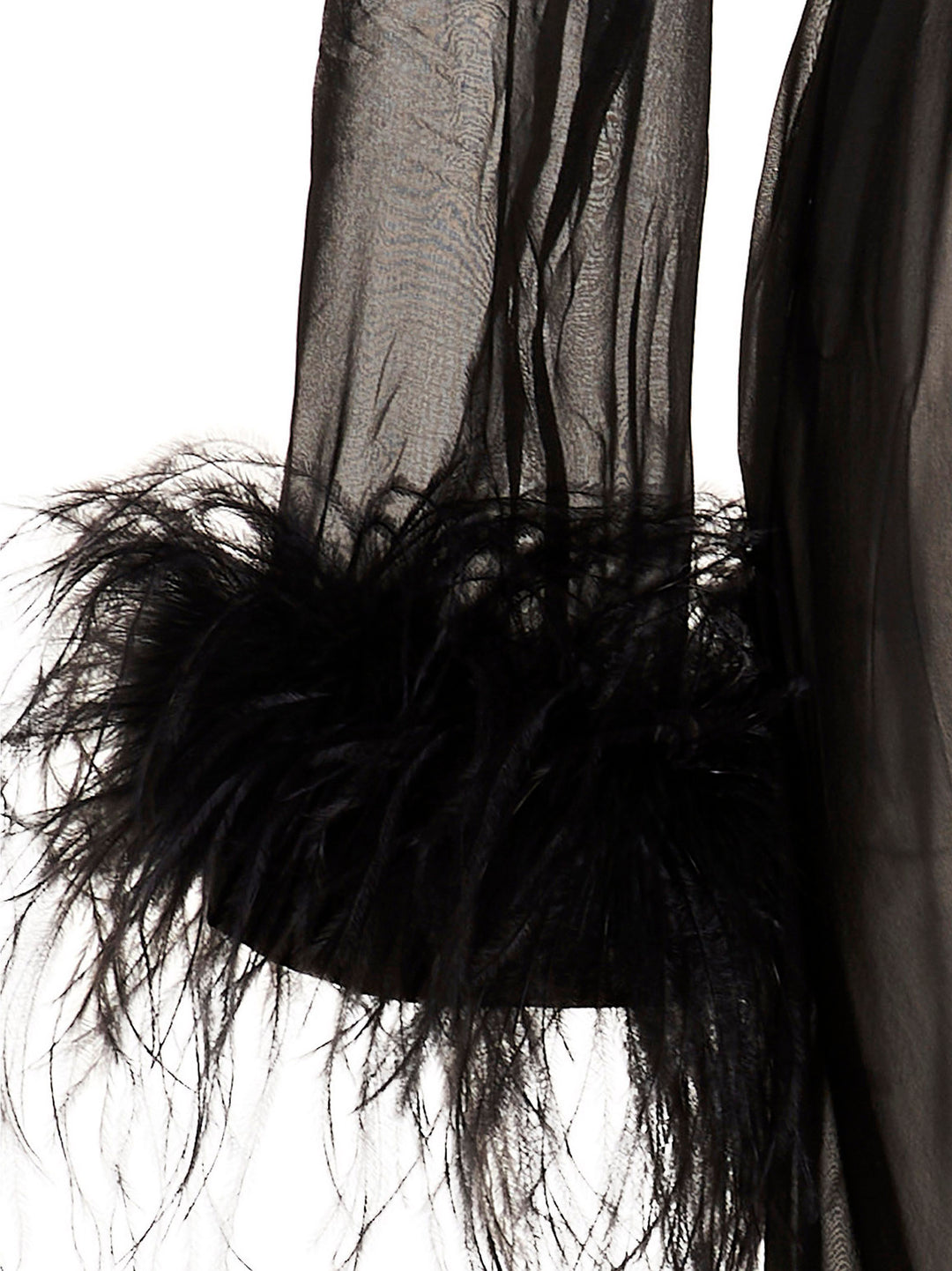 OséRee Feather Silk Dressing Gown INTIMO - Nero | e1efe7a3fa4612b3431b36cfbe31db0ff4f1eee9