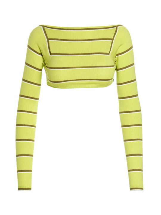 Cut-Out Cropped Sweater Maglioni Verde
