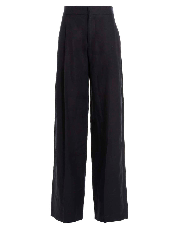 Chloé Linen  With Front Pleats Pantaloni - Blu | 27c33b02447b75764e6aba2116411ed339960d51