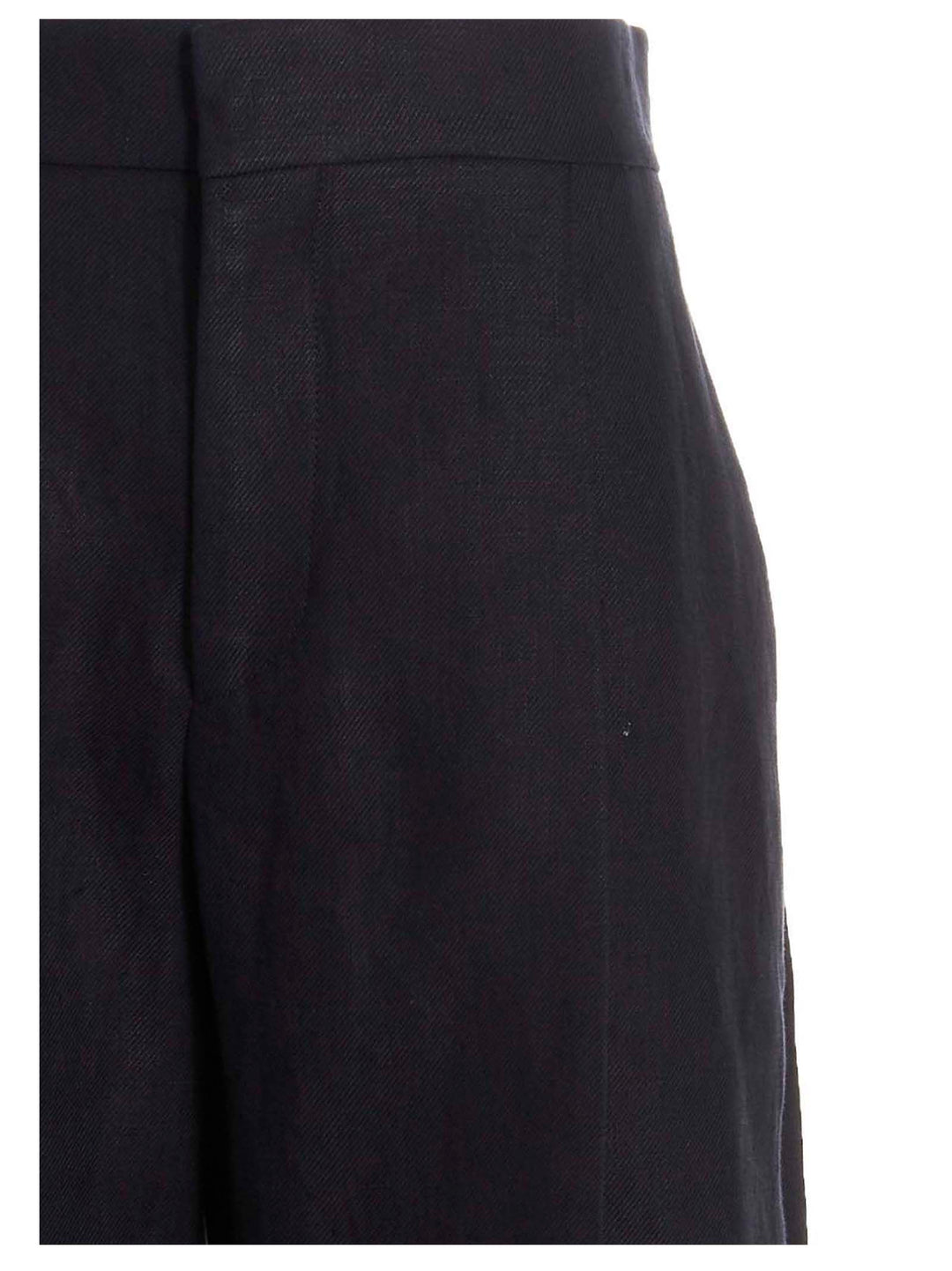 Chloé Linen  With Front Pleats Pantaloni - Blu | 42a191190aa4daec8183fa6347d16e0136579afe