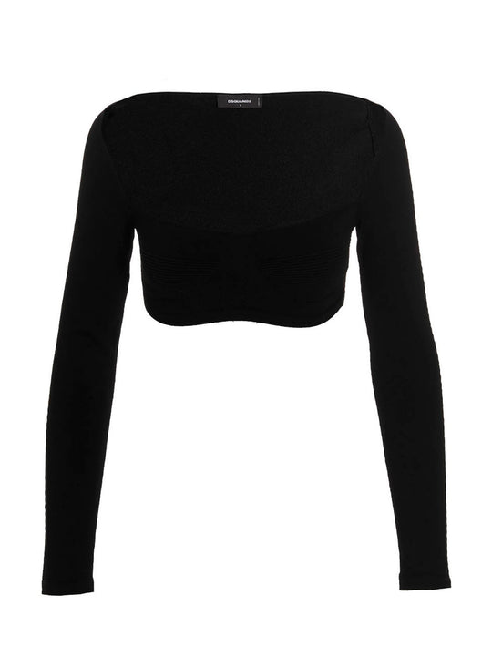 Ribbed Cropped Sweater Maglioni Nero