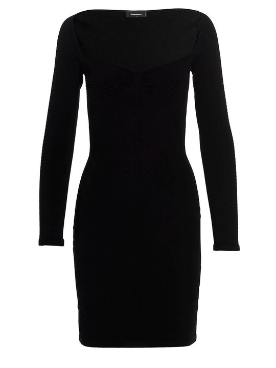 Ribbed Viscose Dress Gonne Nero