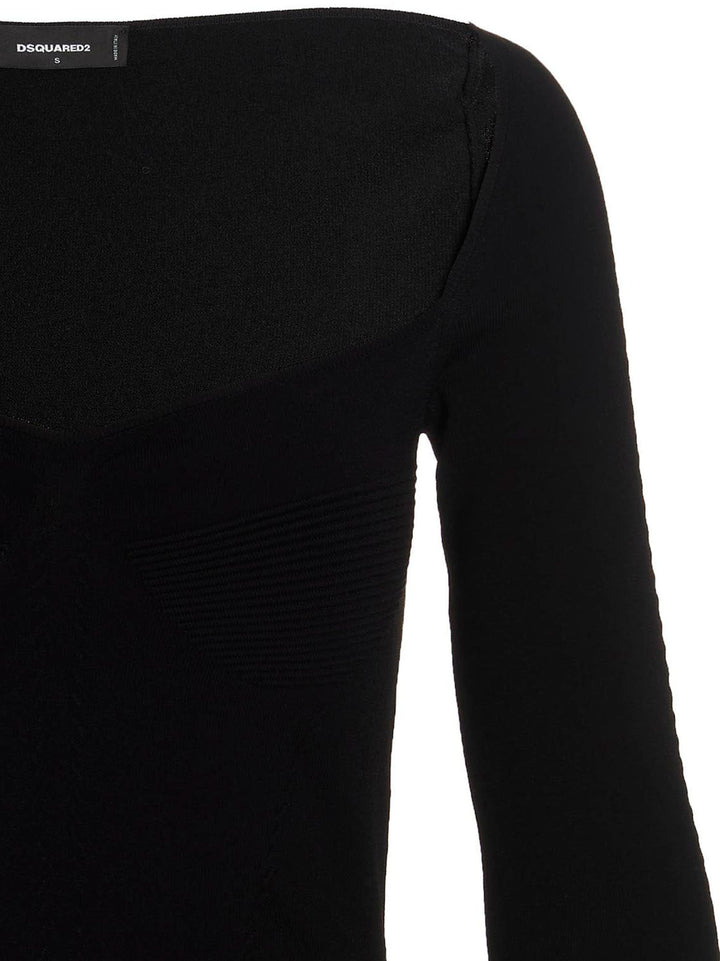 Dsquared2 Ribbed Viscose Dress Gonne - Nero | 4bf5584c1eacc88b78562395d8411d9e27780a62