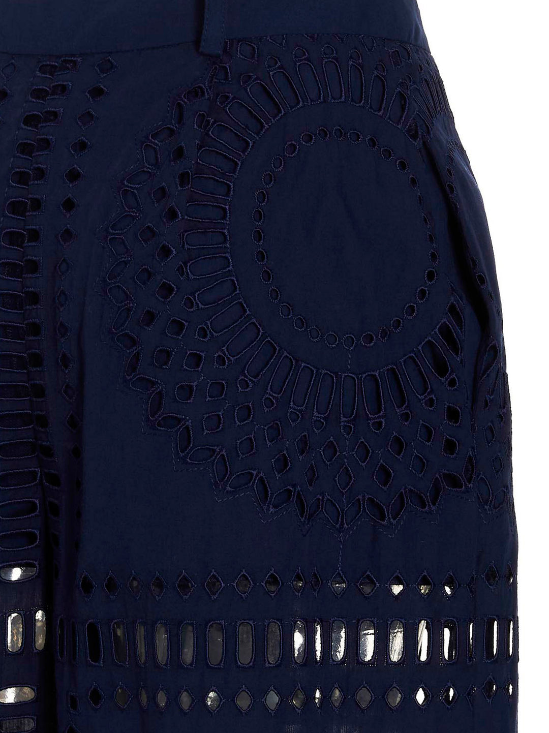 Alberta Ferretti Embroidered Cotton Pantaloni - Blu | 205263d7afceade1f596d7bb6f10ddedffebc4a1