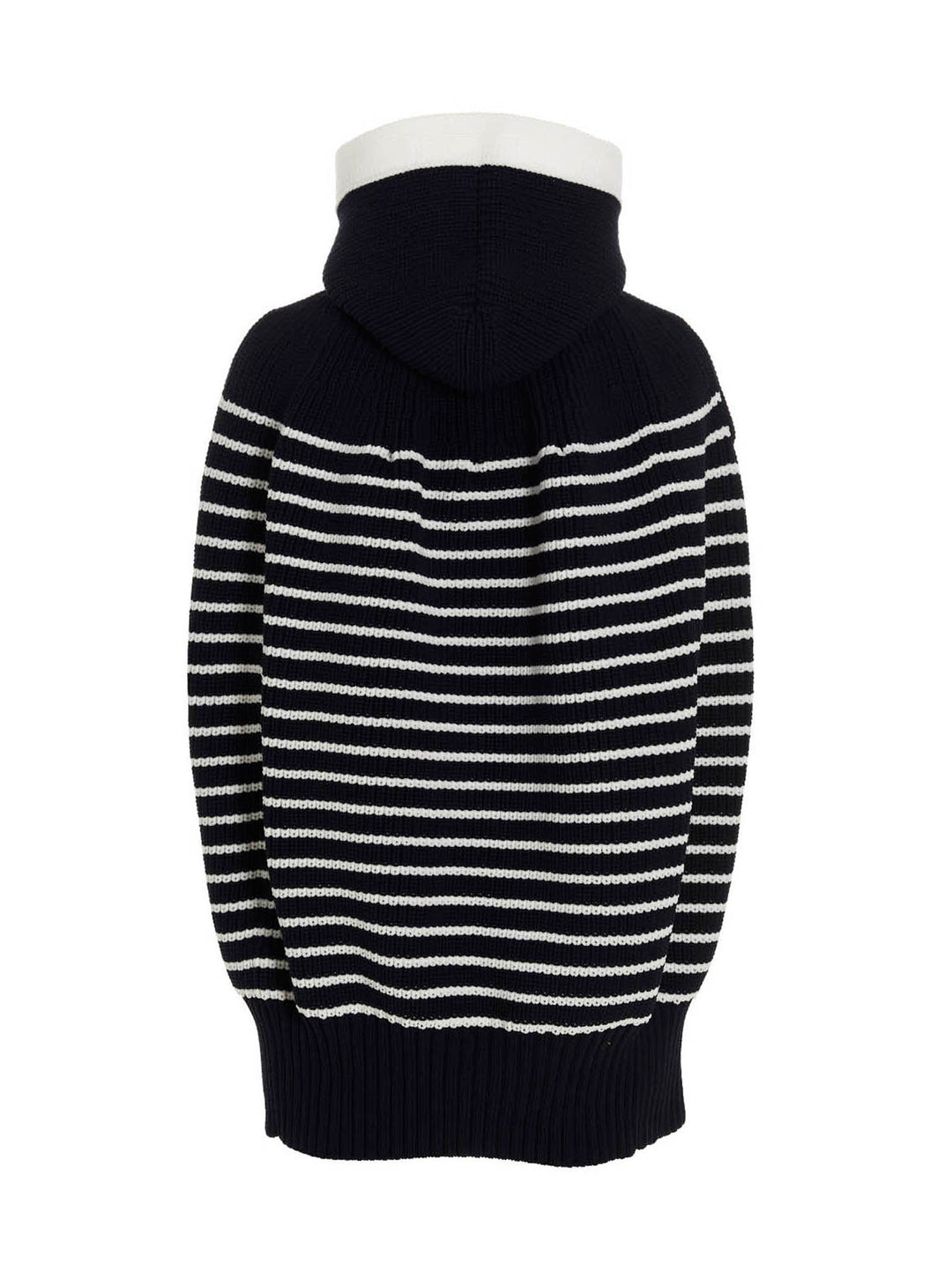Sacai Striped Hooded Cape Mantelle - Blu | 535934e51031249d9e80b6f6ba6bde5263016cca