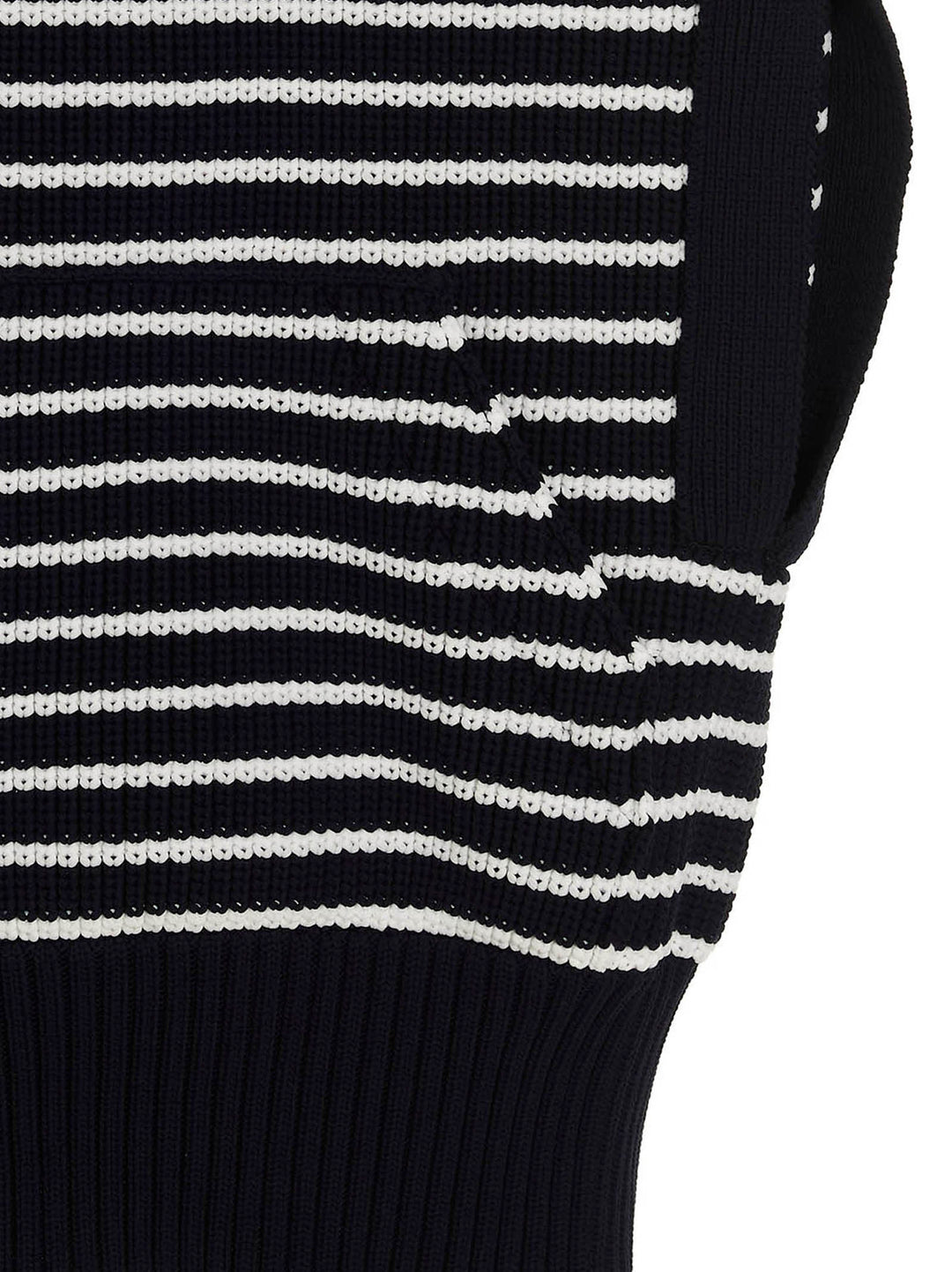 Sacai Striped Hooded Cape Mantelle - Blu | 63a1584a2d2cef58458bd89122ae93b45d8cc662