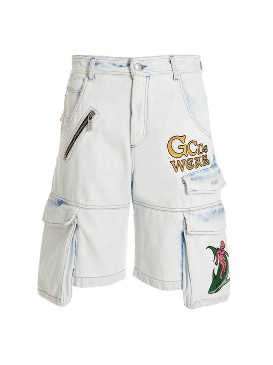 Bleached Embroidered Ultracargo' Bermuda Shorts Bermuda E Short Celeste