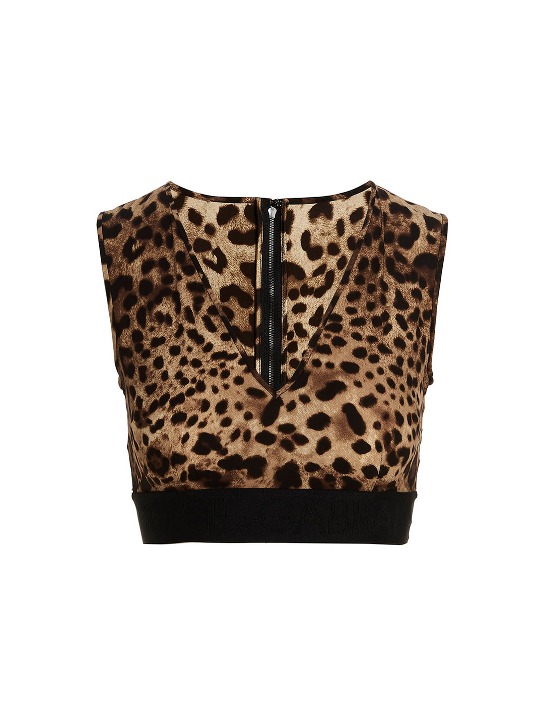 Animal Print Cropped Top Top Marrone