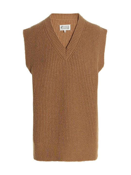 V-Neck Vest Gilet Beige
