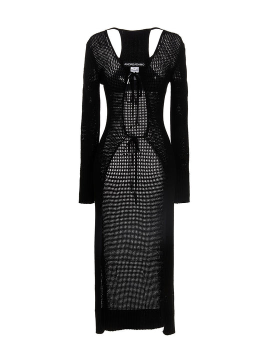 Openwork Long Cardigan Maglioni Nero