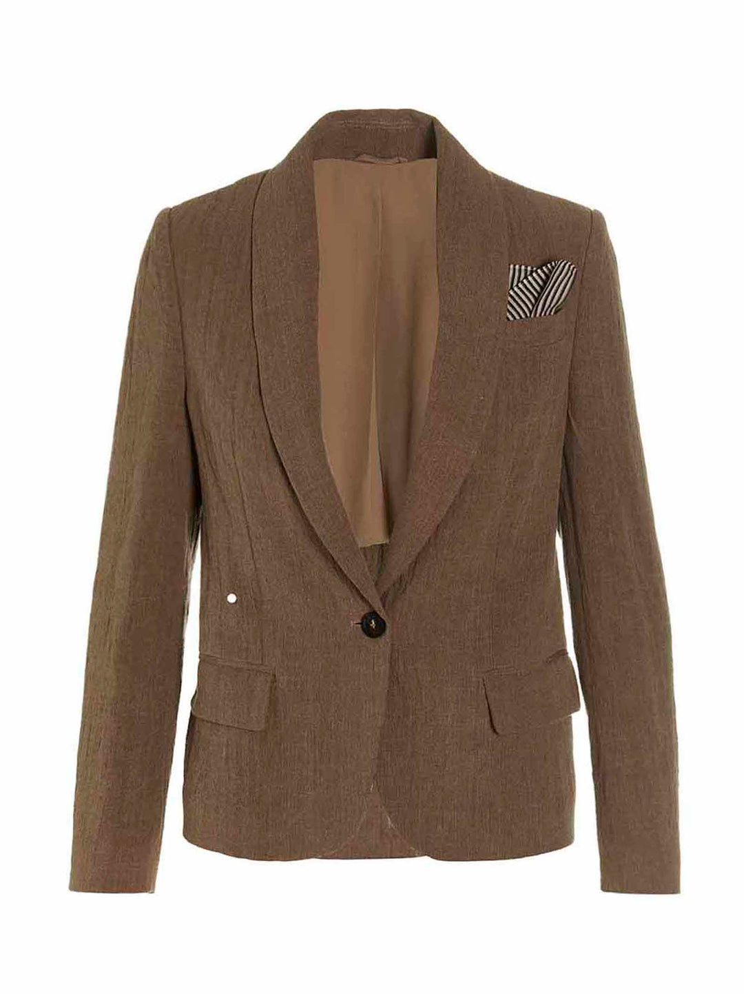 Linen Single Breast Blazer Jacket Giacche Marrone