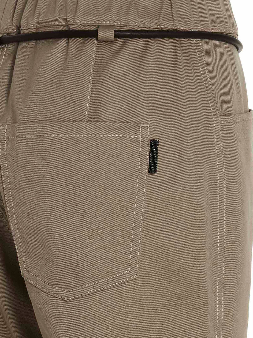 Leather Belt Pantaloni Beige