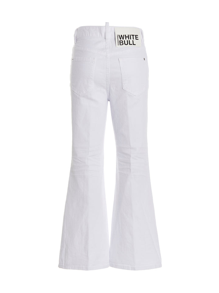 Dsquared2 Super Flared Cropped Jeans - Bianco | fbc7cf0c5bf7bd290487edbd26c1ed97b9321ff1
