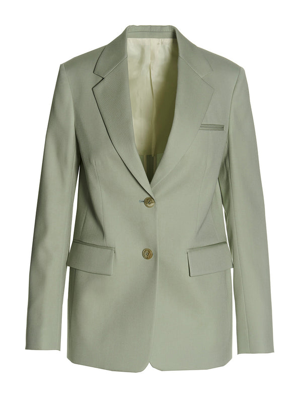 Wool Single Breast Blazer Jacket Green