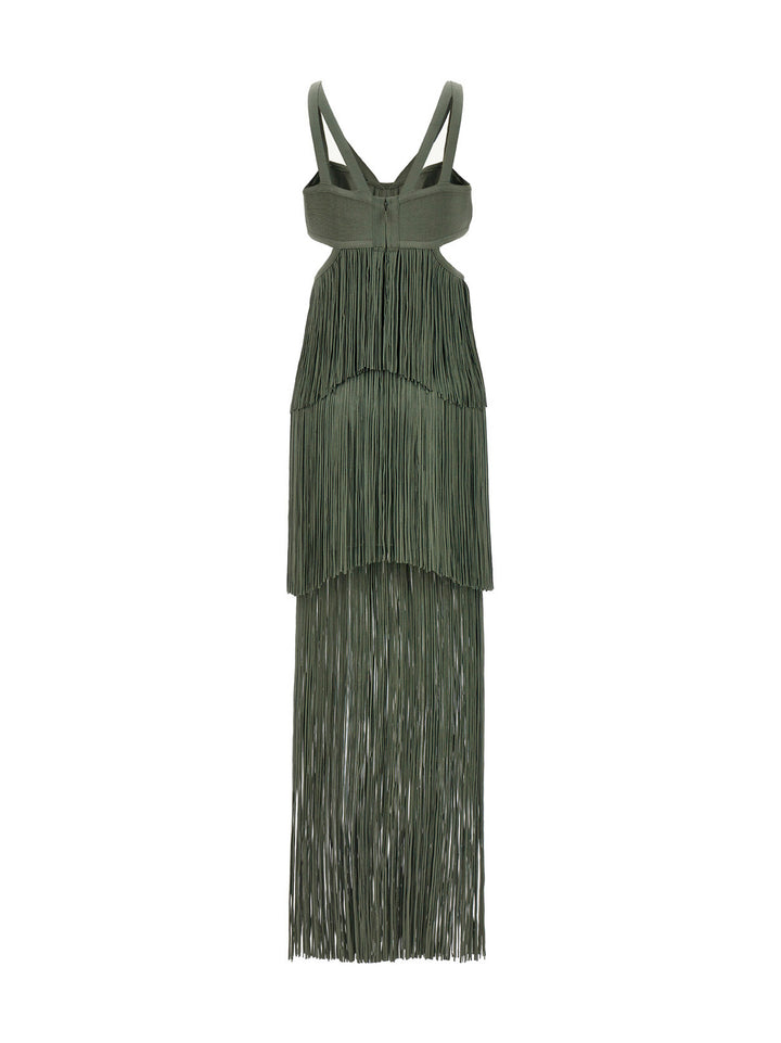 Herve Leger Strappy Tiered Fringe Abiti - Verde | f462ee61f4a6c00e4a36713f94a0ecec9a31ec5a