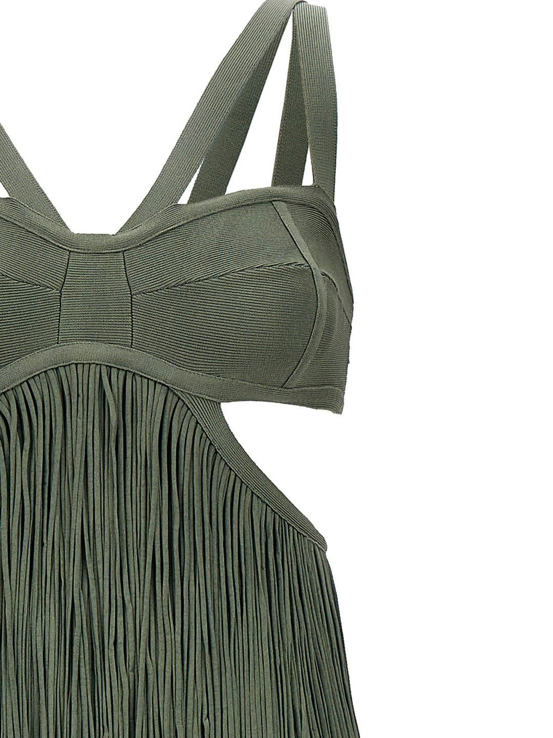 Herve Leger Strappy Tiered Fringe Abiti - Verde | f36d35696c4744ba4094b7ce6e1d38fae3b328e6