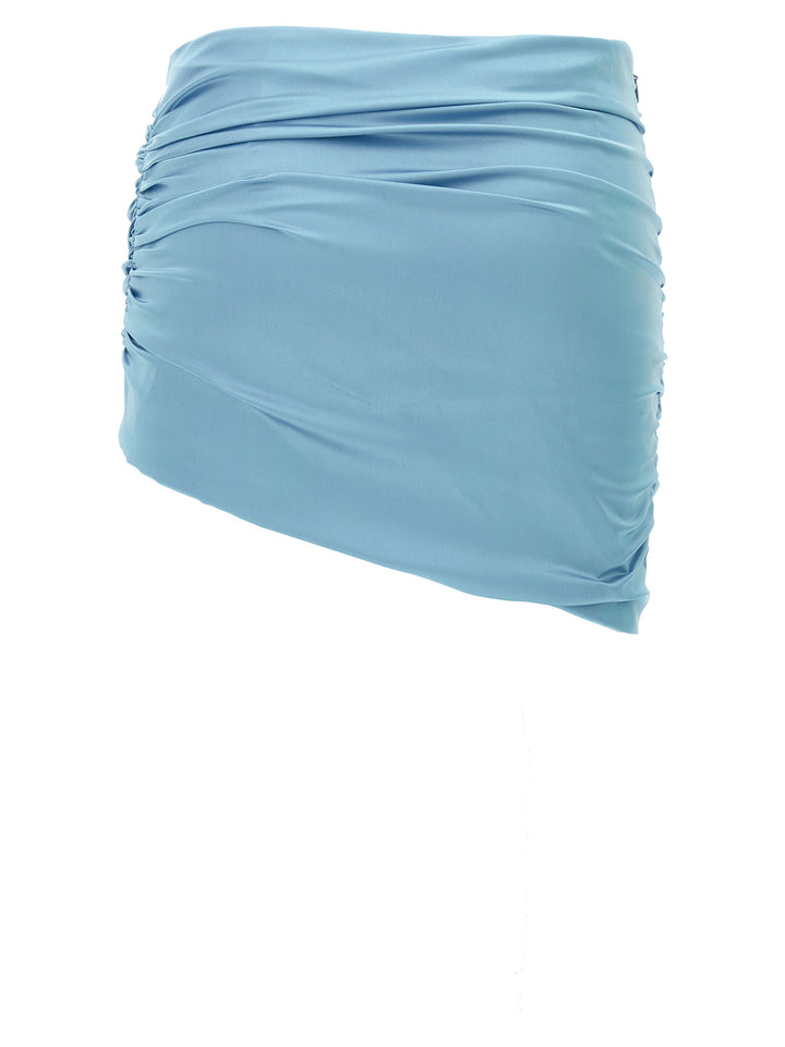 Alessandra Rich Satin Mini Skirt Gonne - Celeste | 6ff1fe5ca1faa1baab532c674778ca6fb87b5205