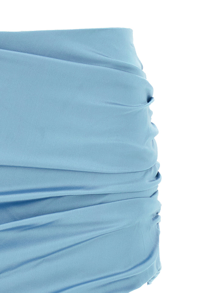 Alessandra Rich Satin Mini Skirt Gonne - Celeste | a81f14380c5b779bc584d91782b4eb76b1ff6953