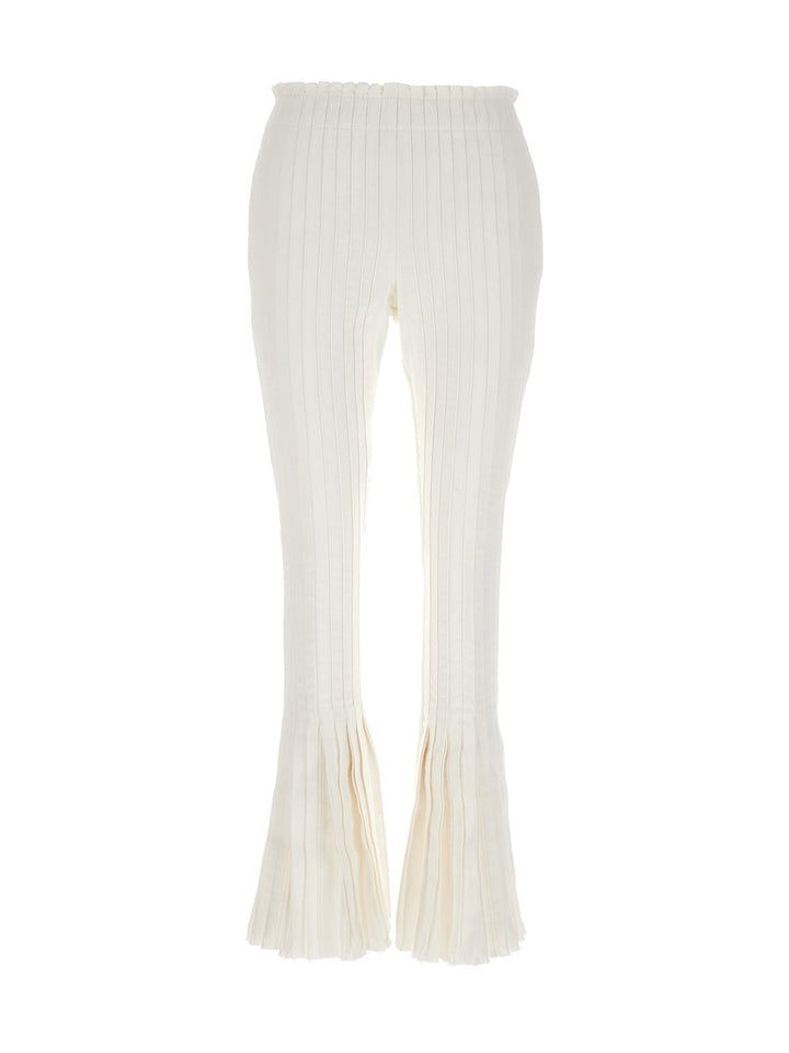 Sacai Ribbed Pleated Pantaloni - Bianco | d0ebcf4b1be5a2f40e63eb5c2bbcd52f18024064