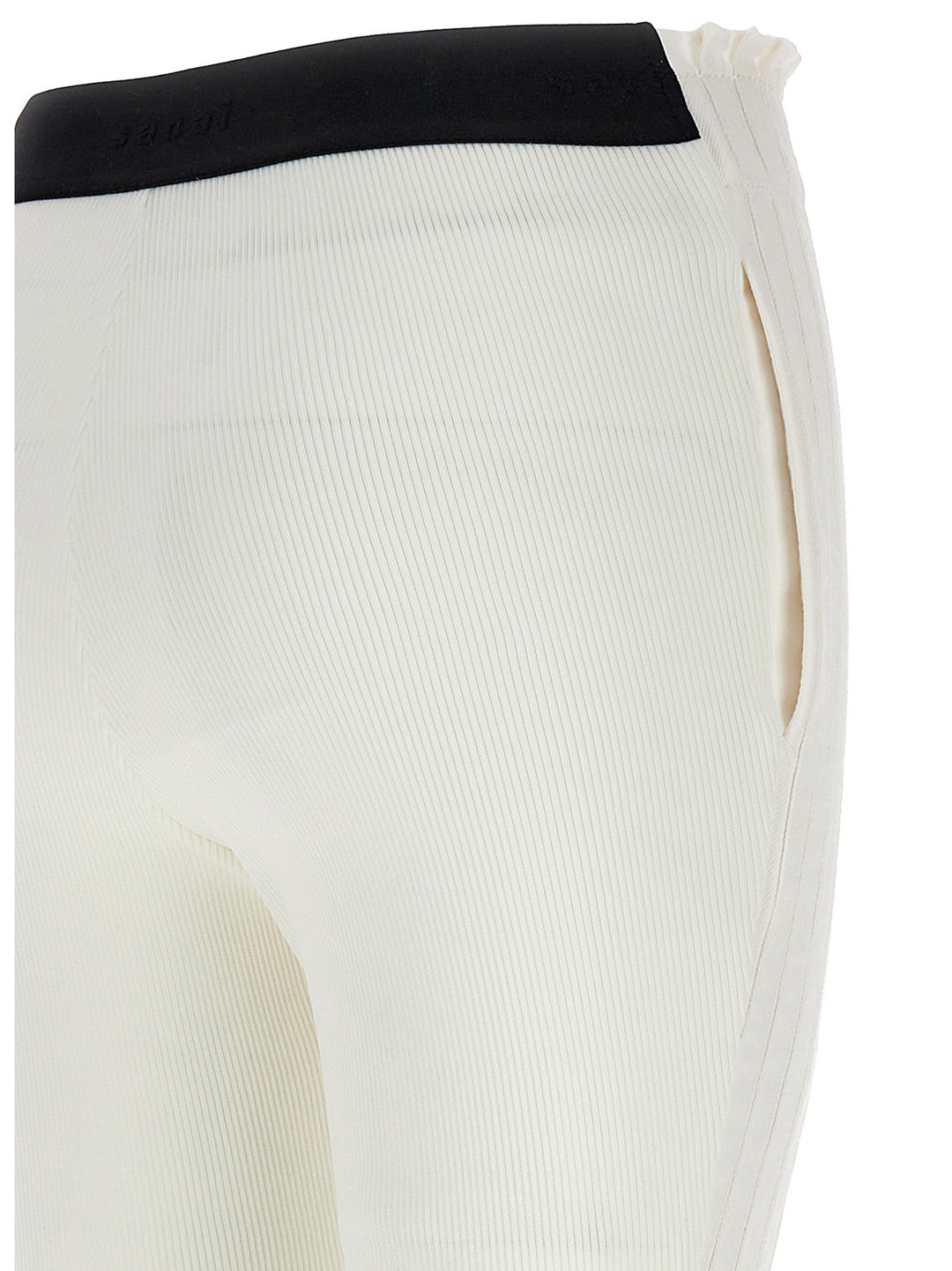 Sacai Ribbed Pleated Pantaloni - Bianco | 5535c86ef850bec0d6f5c10cfb18db1941a891fd