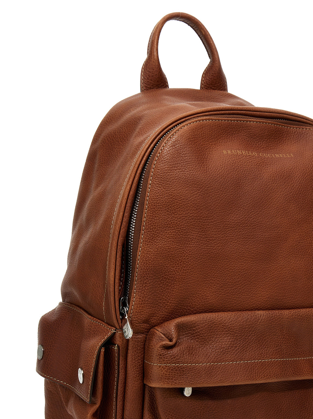 Leather Backpack Zaini Marrone