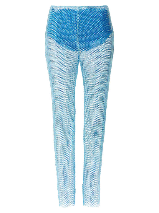 Sequin Mesh Pantaloni Celeste