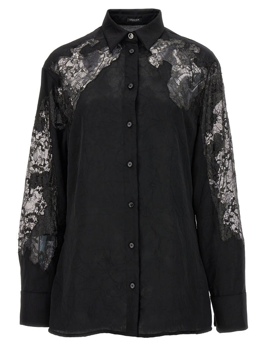 Satin Lace Shirt Camicie Nero