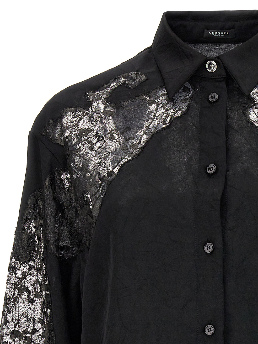 Versace Satin Lace Shirt Camicie - Nero | 6fb309c26e153660f87f9d42e8f309c410dae4dd