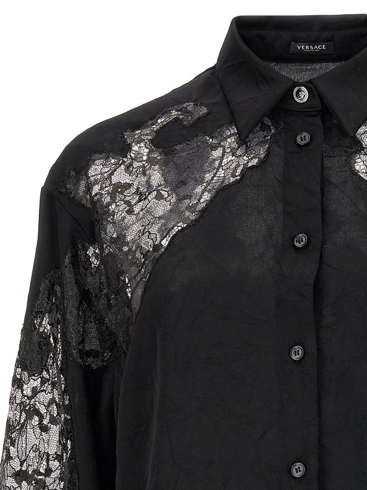 Versace Satin Lace Shirt Camicie - Nero | 6fb309c26e153660f87f9d42e8f309c410dae4dd
