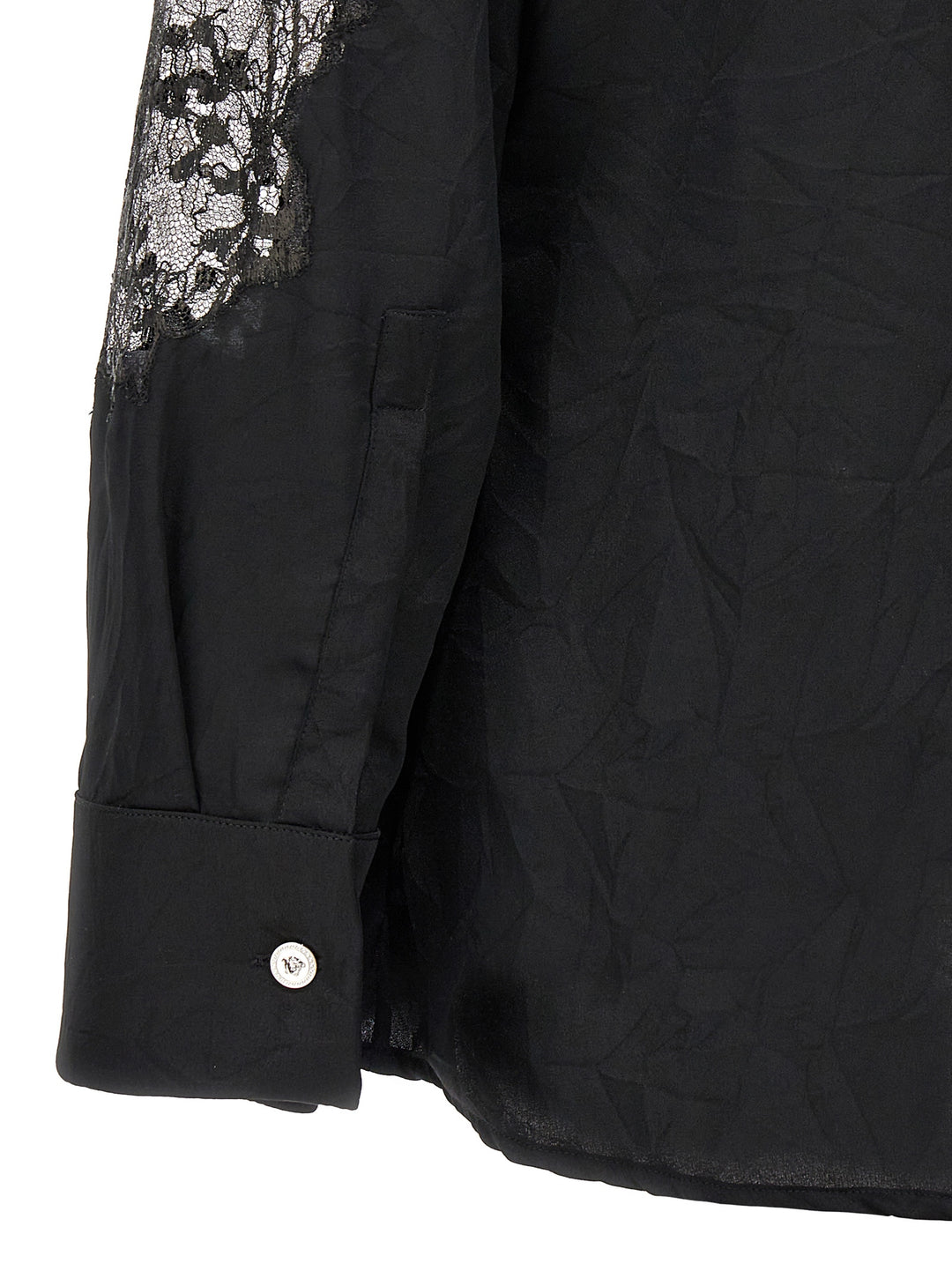 Versace Satin Lace Shirt Camicie - Nero | 6533b80bb881d4ee9ac99979baf256ce49444ba8