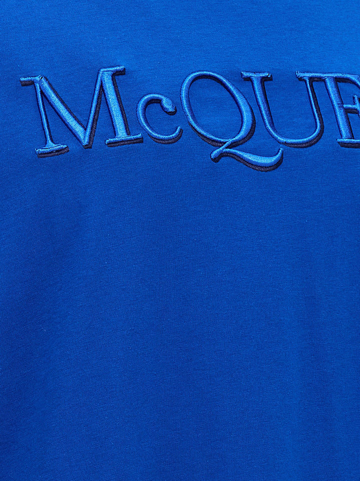 Logo Embroidered T Shirt Blu