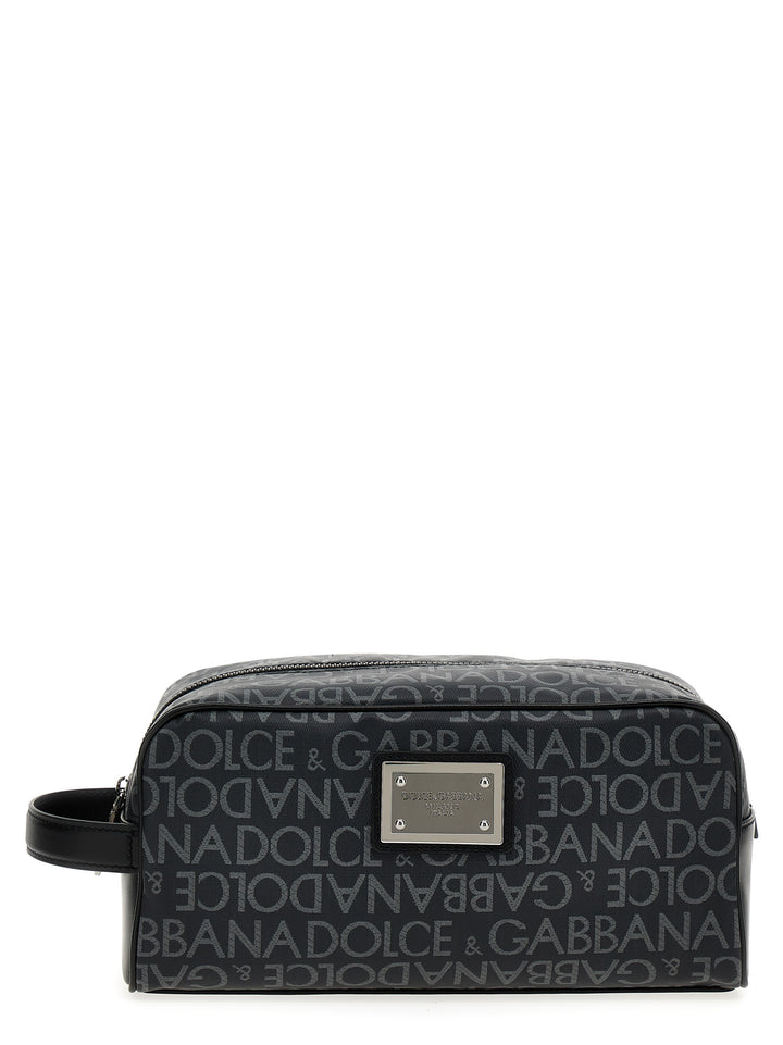 Dolce & Gabbana Leather Toiletry Bag Beauty - Nero | ba57388b201f5cc20f28a280f605e6fdf421eb82
