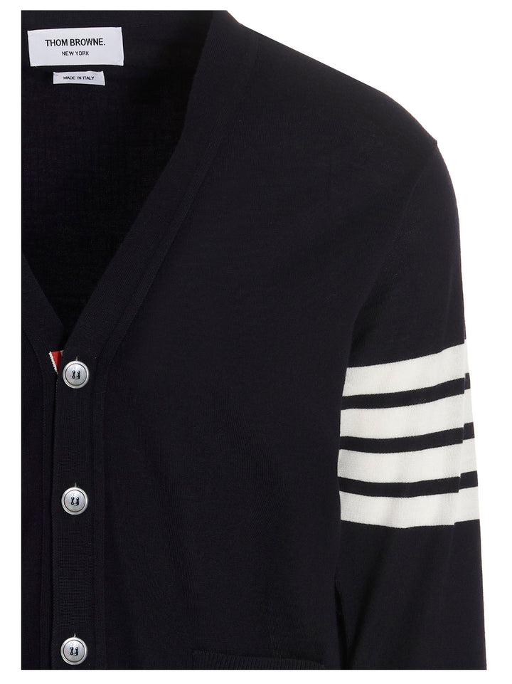 Thom Browne Merino Wool Cardigan Maglioni - Blu | 6663ca18e2c3d6d7e2d97a0417750ad2010a35d3
