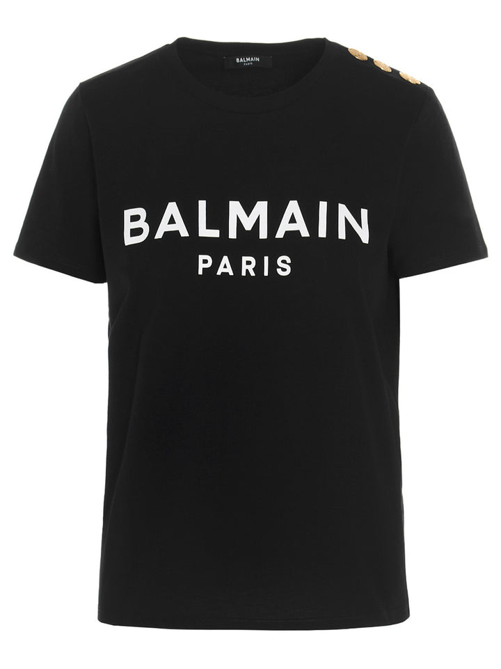 Balmain Logo Print T shirt - Bianco/Nero | 063eb5fed4894f7366e663bd8d954c13c675f627