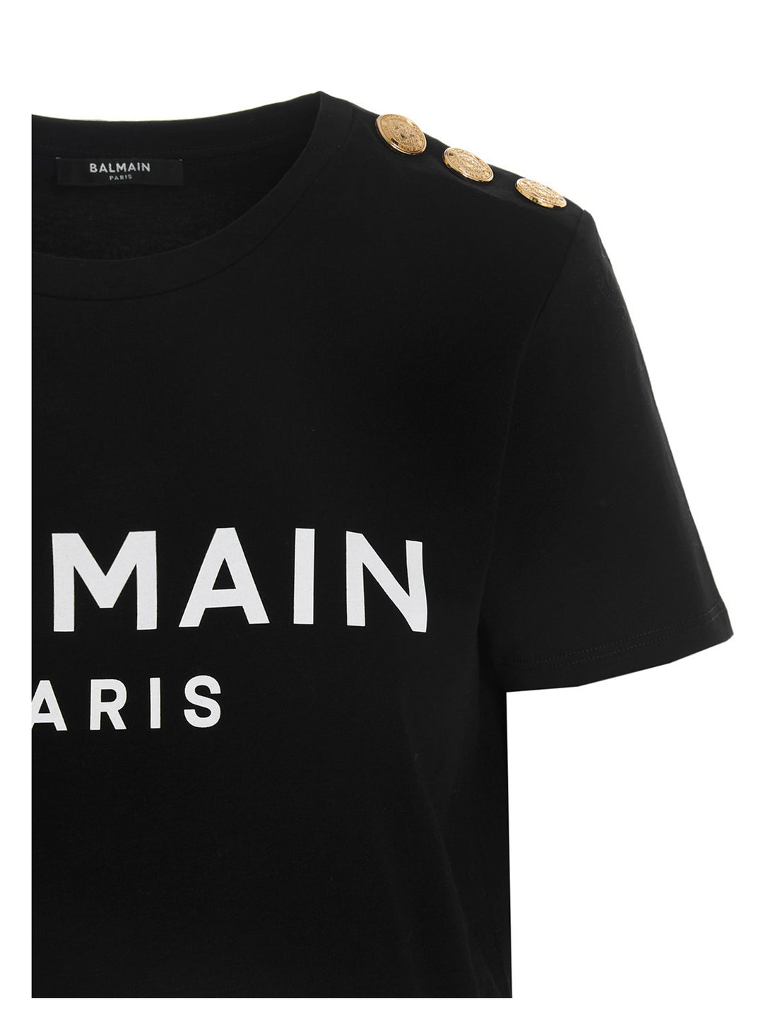 Balmain Logo Print T shirt - Bianco/Nero | 03fcf55781a6477aca9eef5919e40a00b1f41552