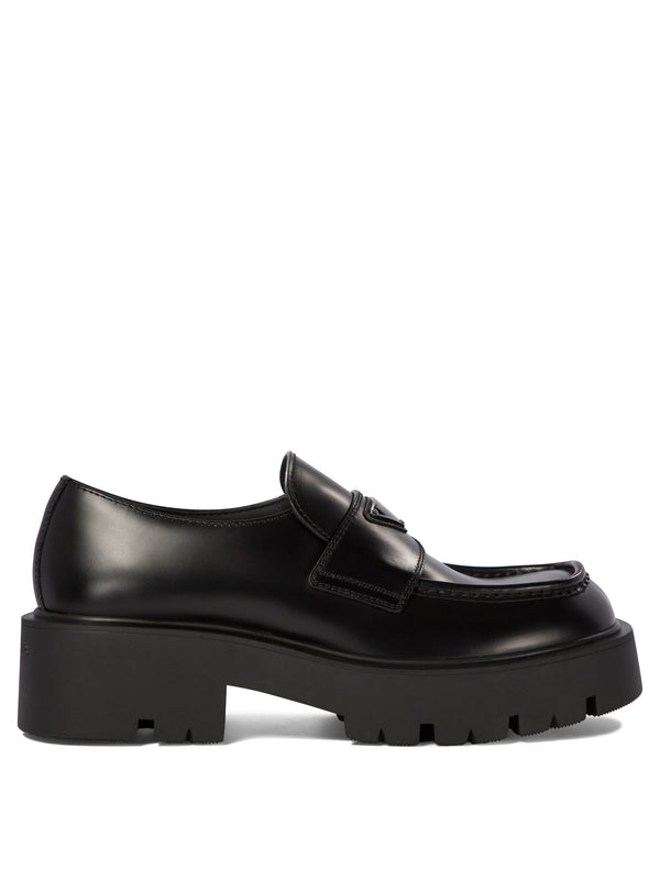 Brushed Leather Loafers & Slippers Black
