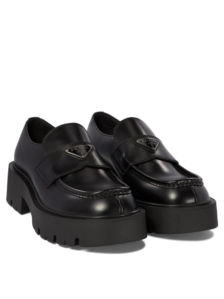 Brushed Leather Loafers & Slippers Black