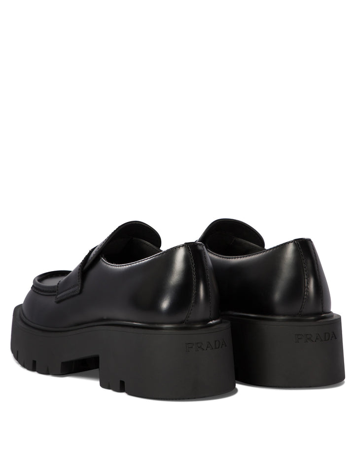 Brushed Leather Loafers & Slippers Black